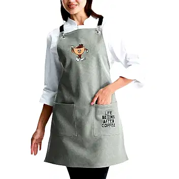 Hazır Nakışlı Önlükler - Life Begins After Coffee Adaçayı Yeşili