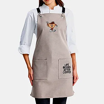 Hazır Nakışlı Önlükler - Life Begins After Coffee Kum Beji