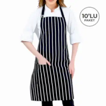 Alpaka Önlük - Siyah Beyaz Çizgili (10'lu Paket)