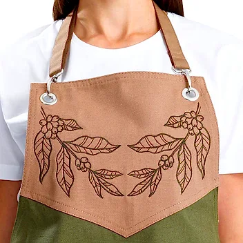 Hazır Nakışlı Önlükler - Kahve Yaprakları Zeytin Yeşili