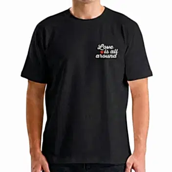Love is All Around Baskılı Siyah T-shirt