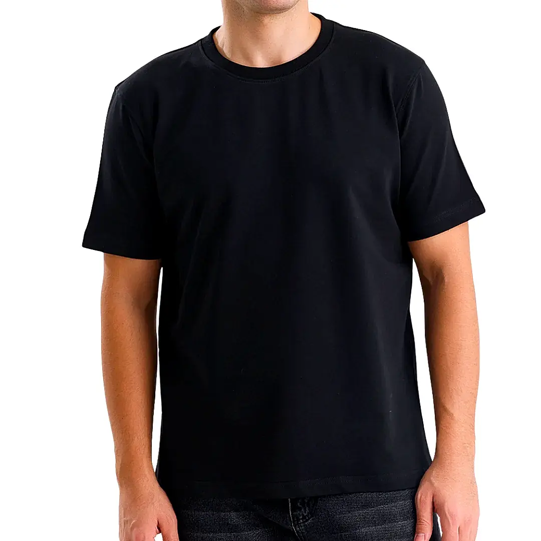 Siyah Bisiklet Yaka T-shirt