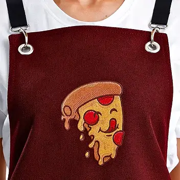 Hazır Nakışlı Önlükler - Pizza Bordo