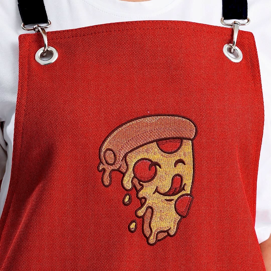 Hazır Nakışlı Önlükler - Pizza Kırmızı