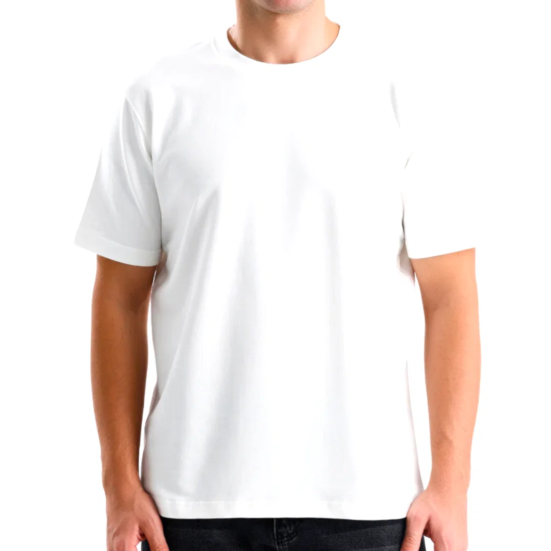 Beyaz Bisiklet Yaka T-shirt