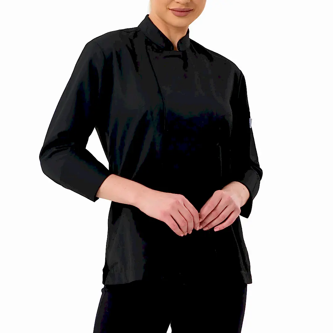 Siyah Gabardin Kadın Şef Ceketi