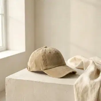 Bej Yıkamalı Gabardin Şapka