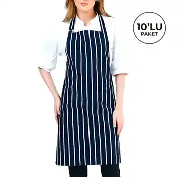 Alpaka Önlük - Lacivert Beyaz Çizgili (10'lu Paket)