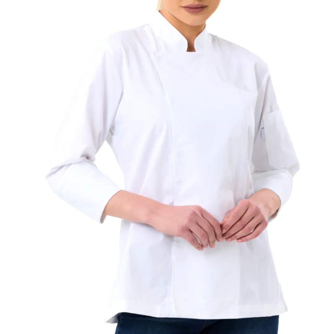 Beyaz Gabardin Kadın Şef Ceketi