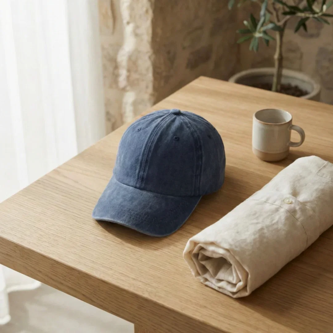 Koyu Mavi Yıkamalı Gabardin Şapka