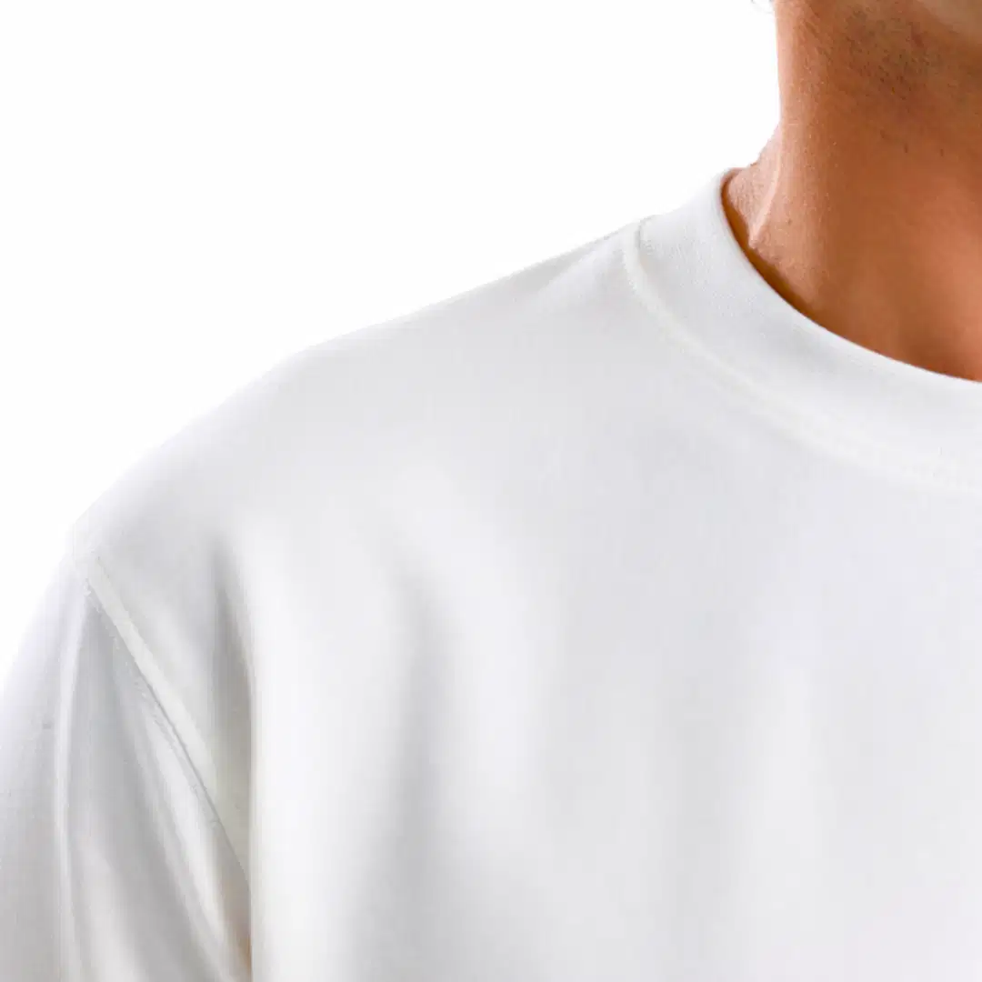 Beyaz Bisiklet Yaka T-shirt