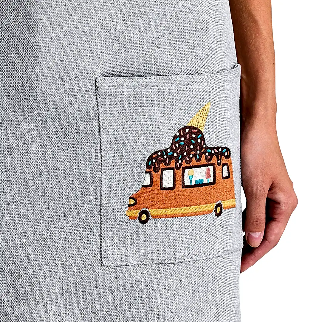 Hazır Nakışlı Önlükler - Dondurma Gümüş Gri