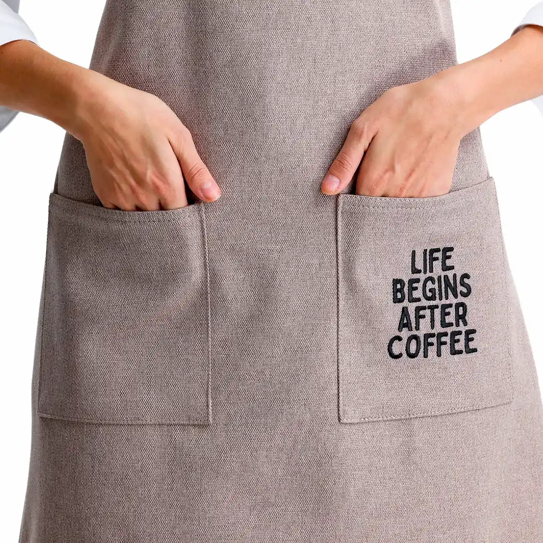 Hazır Nakışlı Önlükler - Life Begins After Coffee Taş