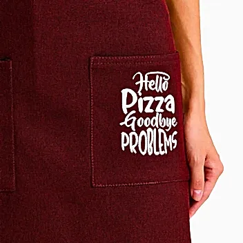 Hazır Nakışlı Önlükler - Pizza Bordo