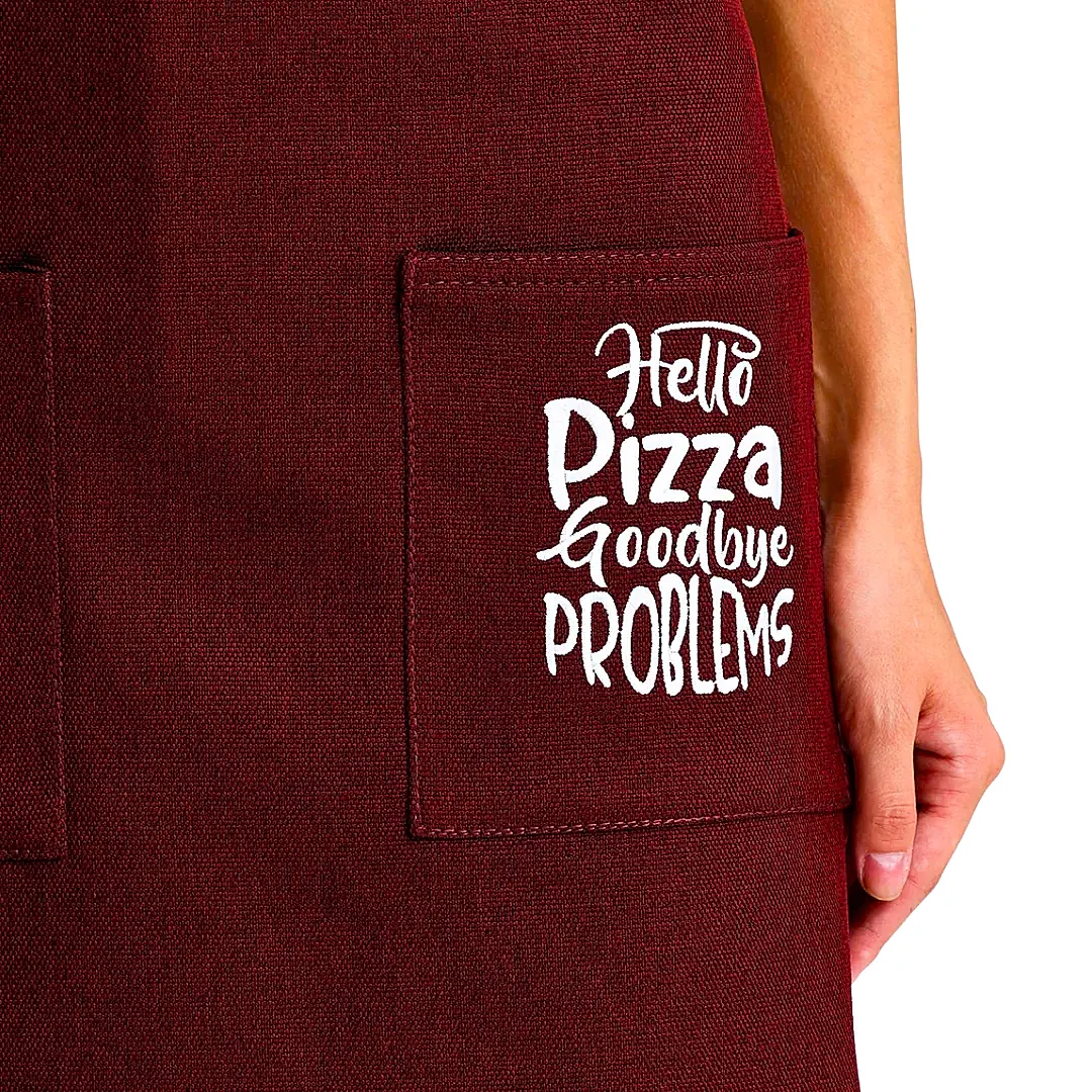 Hazır Nakışlı Önlükler - Pizza Bordo