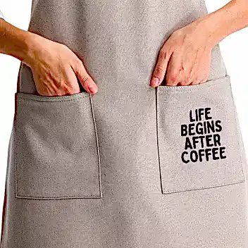 Hazır Nakışlı Önlükler - Life Begins After Coffee Kum Beji