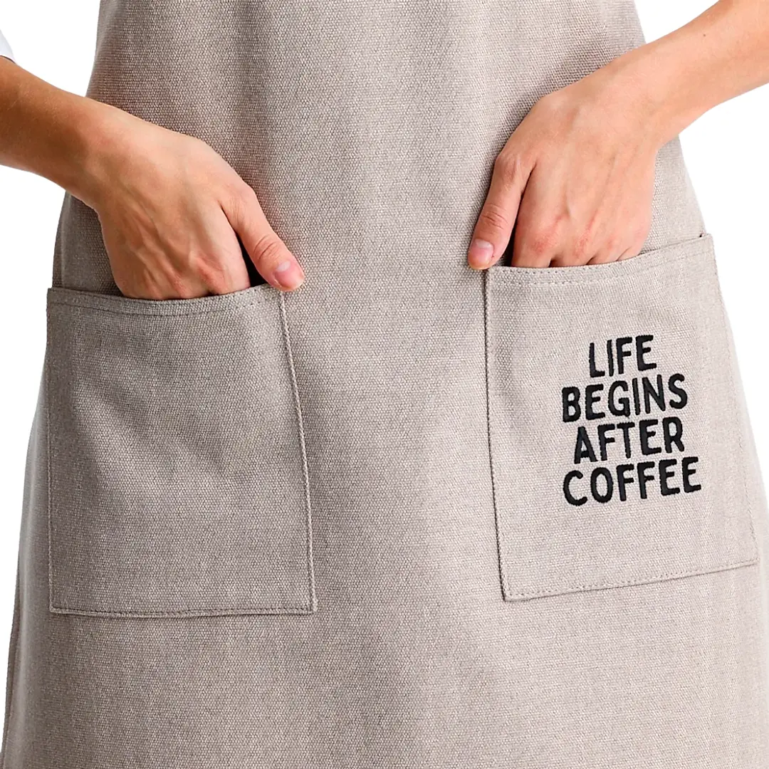 Hazır Nakışlı Önlükler - Life Begins After Coffee Kum Beji