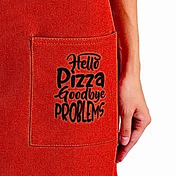 Hazır Nakışlı Önlükler - Pizza Kırmızı