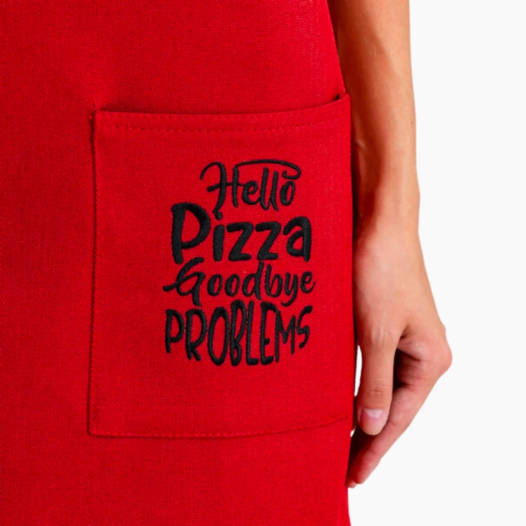 Hazır Nakışlı Önlükler - Pizza Kırmızı