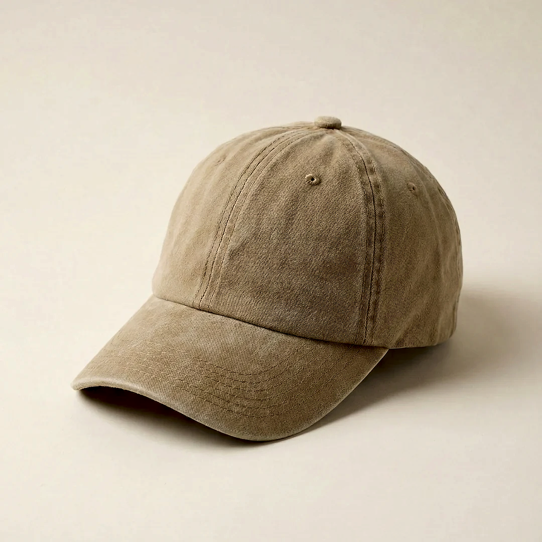 Bej Yıkamalı Gabardin Şapka