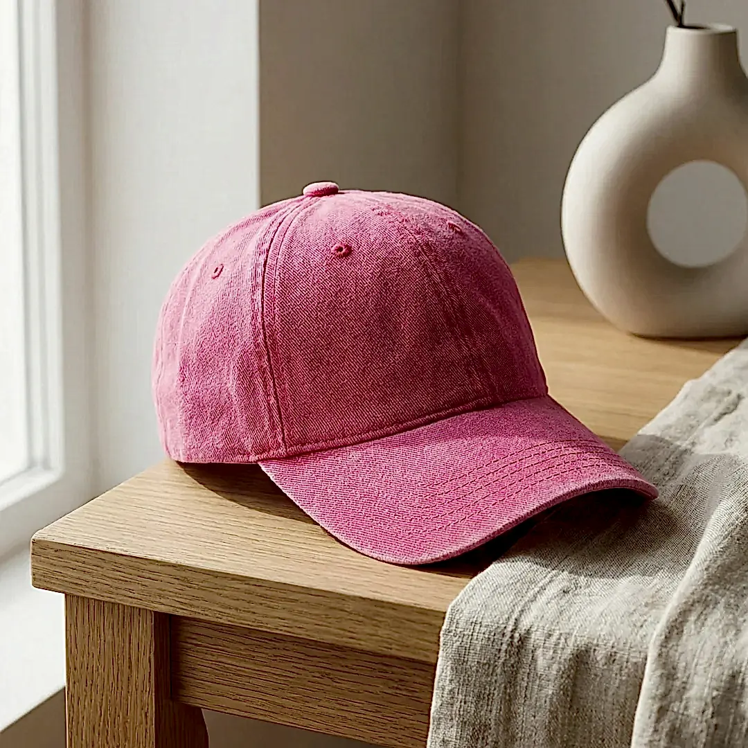 Koyu Pembe Yıkamalı Gabardin Şapka