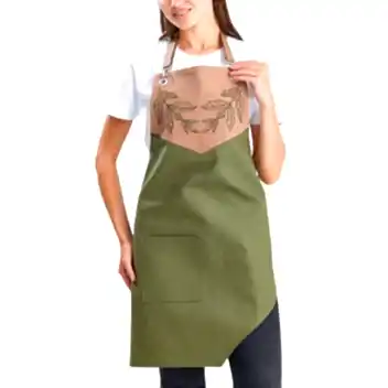 Hazır Nakışlı Önlükler - Kahve Yaprakları Zeytin Yeşili
