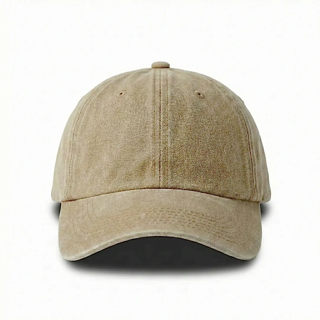 Bej Yıkamalı Gabardin Şapka