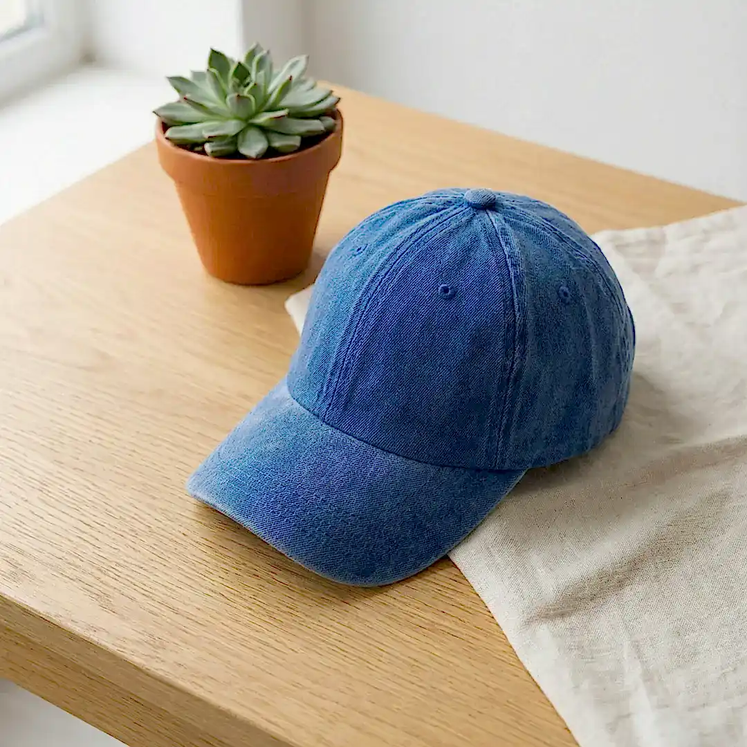 Mavi Yıkamalı Gabardin Şapka