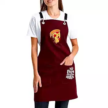 Hazır Nakışlı Önlükler - Pizza Bordo