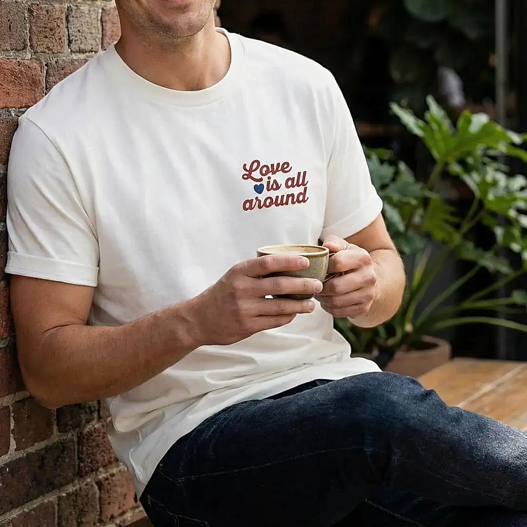 Love is All Around Baskılı Beyaz T-shirt