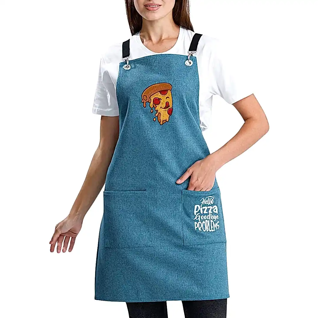 Hazır Nakışlı Önlükler - Pizza Mavi