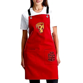 Hazır Nakışlı Önlükler - Pizza Kırmızı