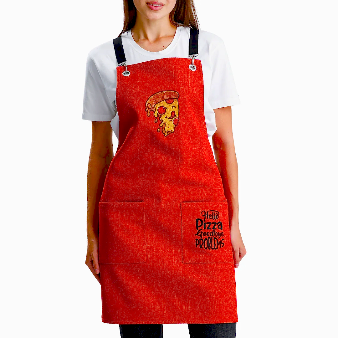 Hazır Nakışlı Önlükler - Pizza Kırmızı
