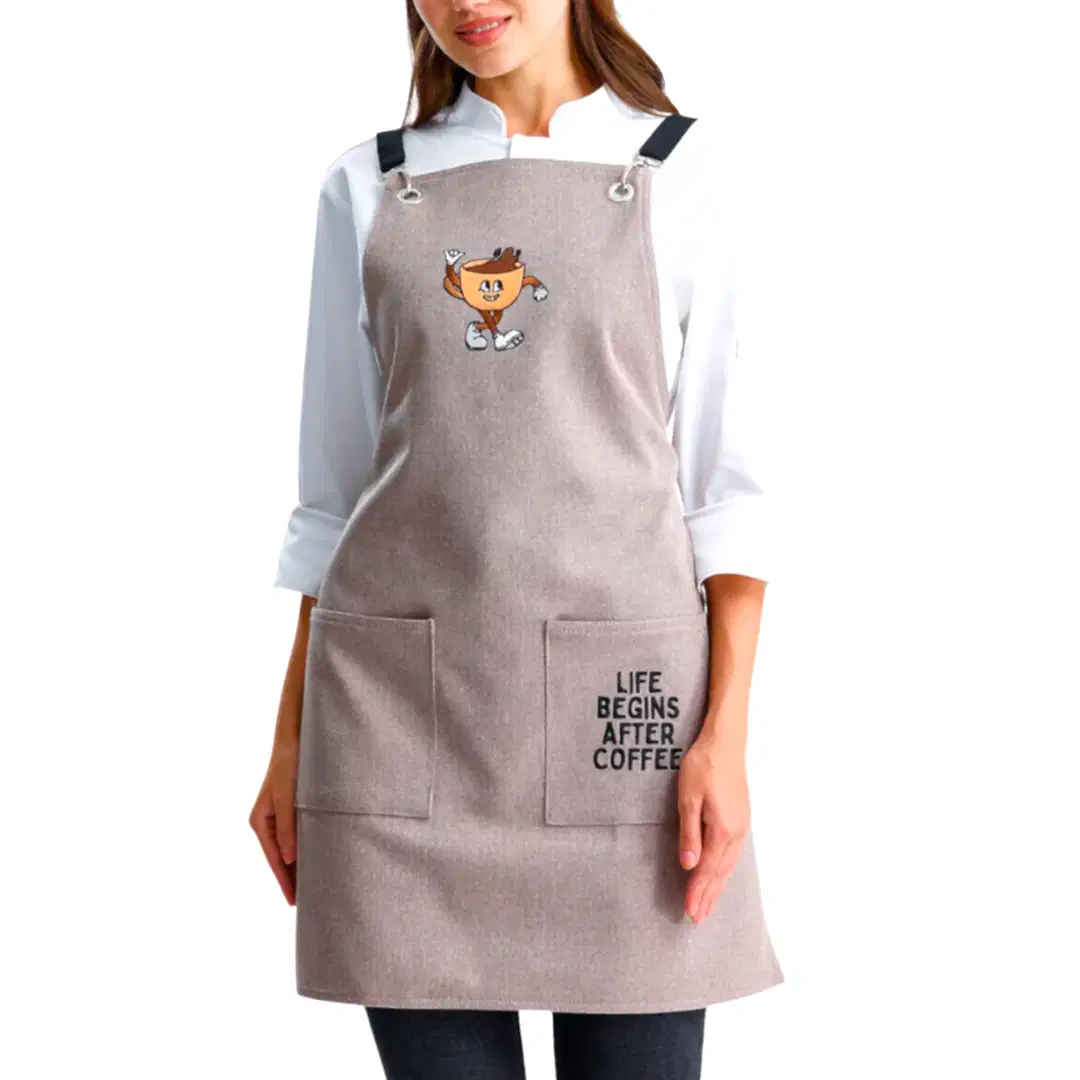 Hazır Nakışlı Önlükler - Life Begins After Coffee Taş