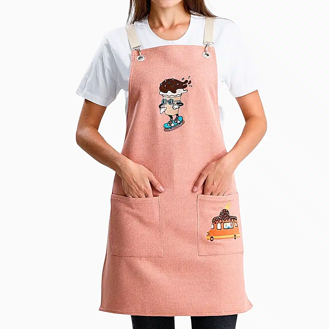 Hazır Nakışlı Önlükler - Dondurma Kırmızıbej
