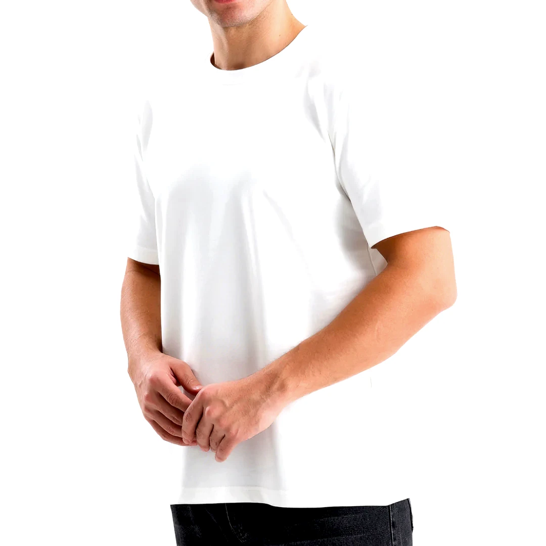 Beyaz Bisiklet Yaka T-shirt