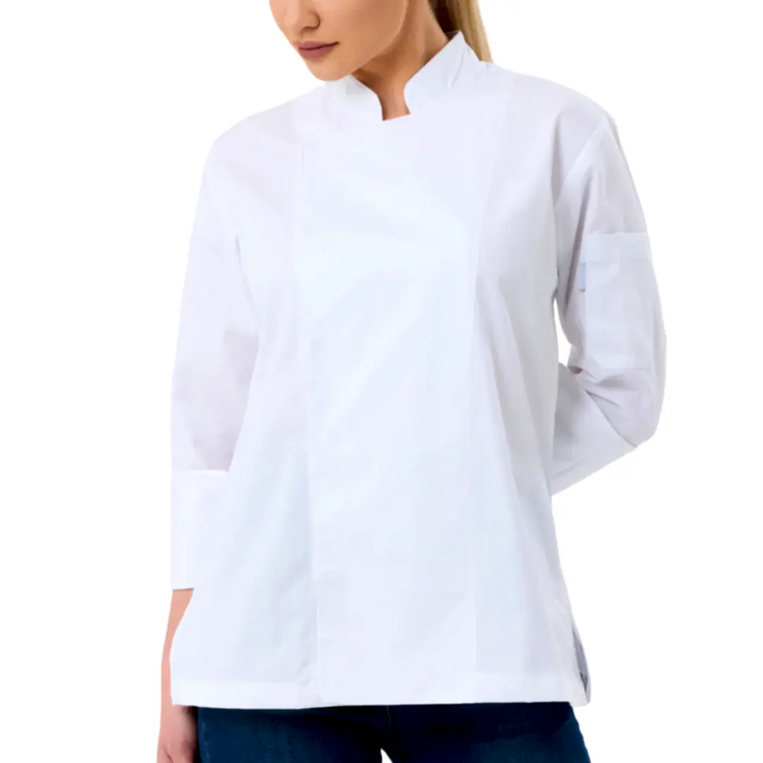 Beyaz Gabardin Kadın Şef Ceketi
