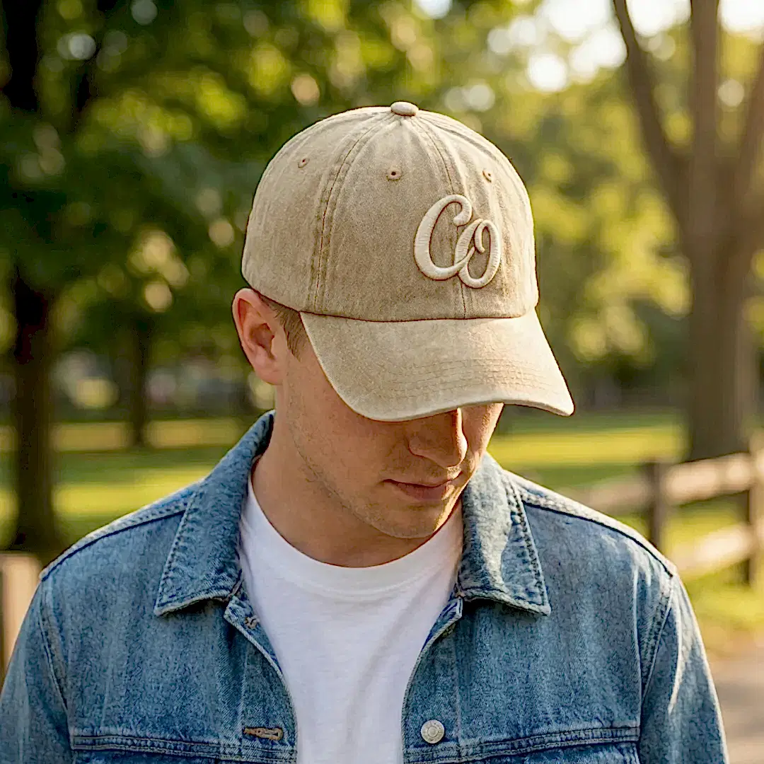 Bej Yıkamalı Gabardin Şapka