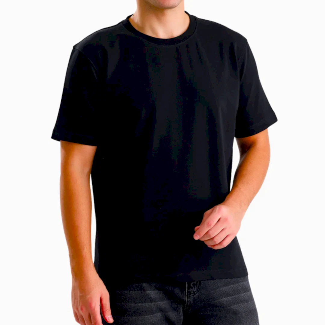 Siyah Bisiklet Yaka T-shirt