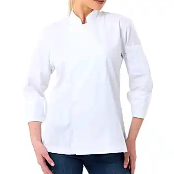 Beyaz Gabardin Kadın Şef Ceketi