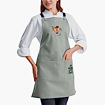 Hazır Nakışlı Önlükler - Life Begins After Coffee Adaçayı Yeşili