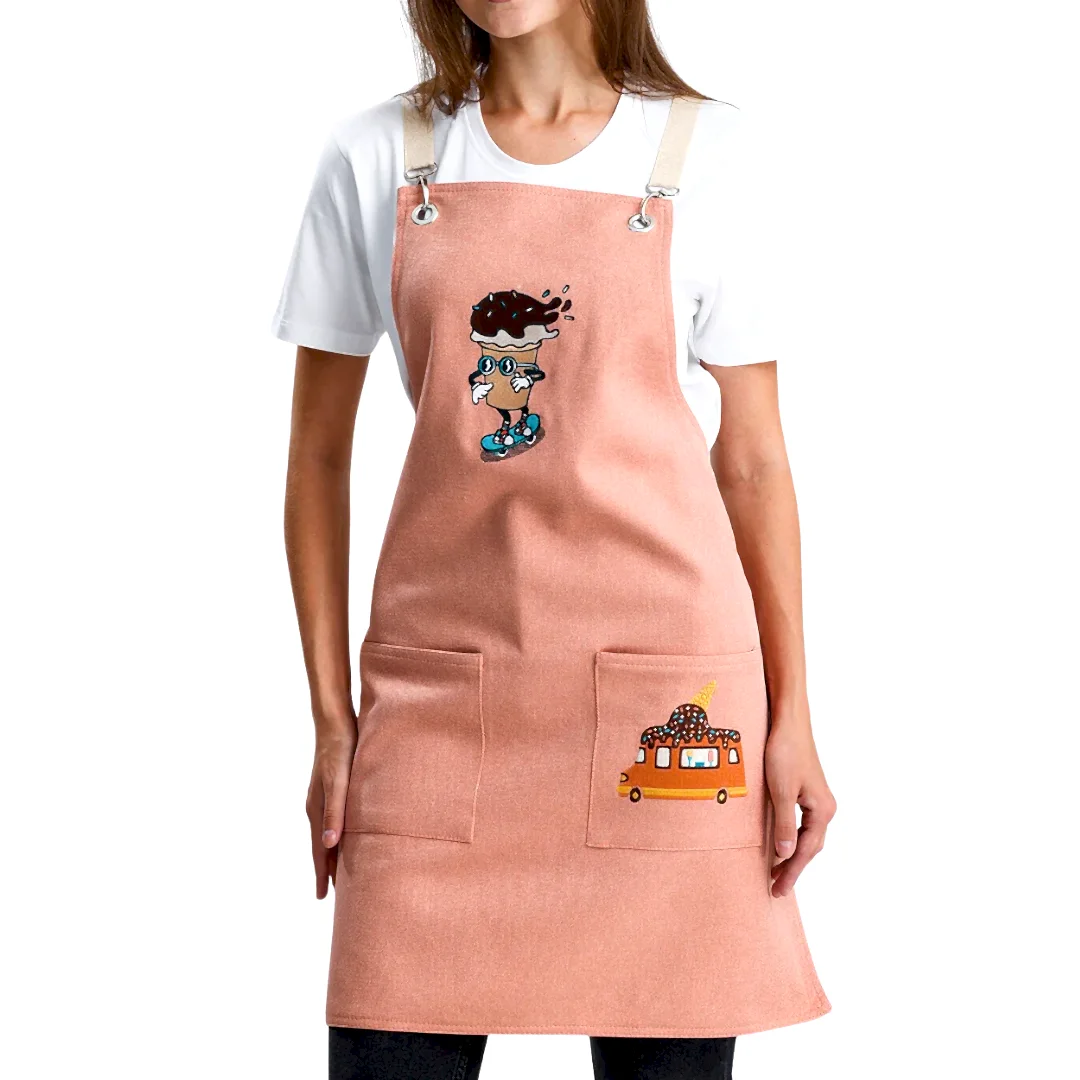 Hazır Nakışlı Önlükler - Dondurma Kırmızıbej