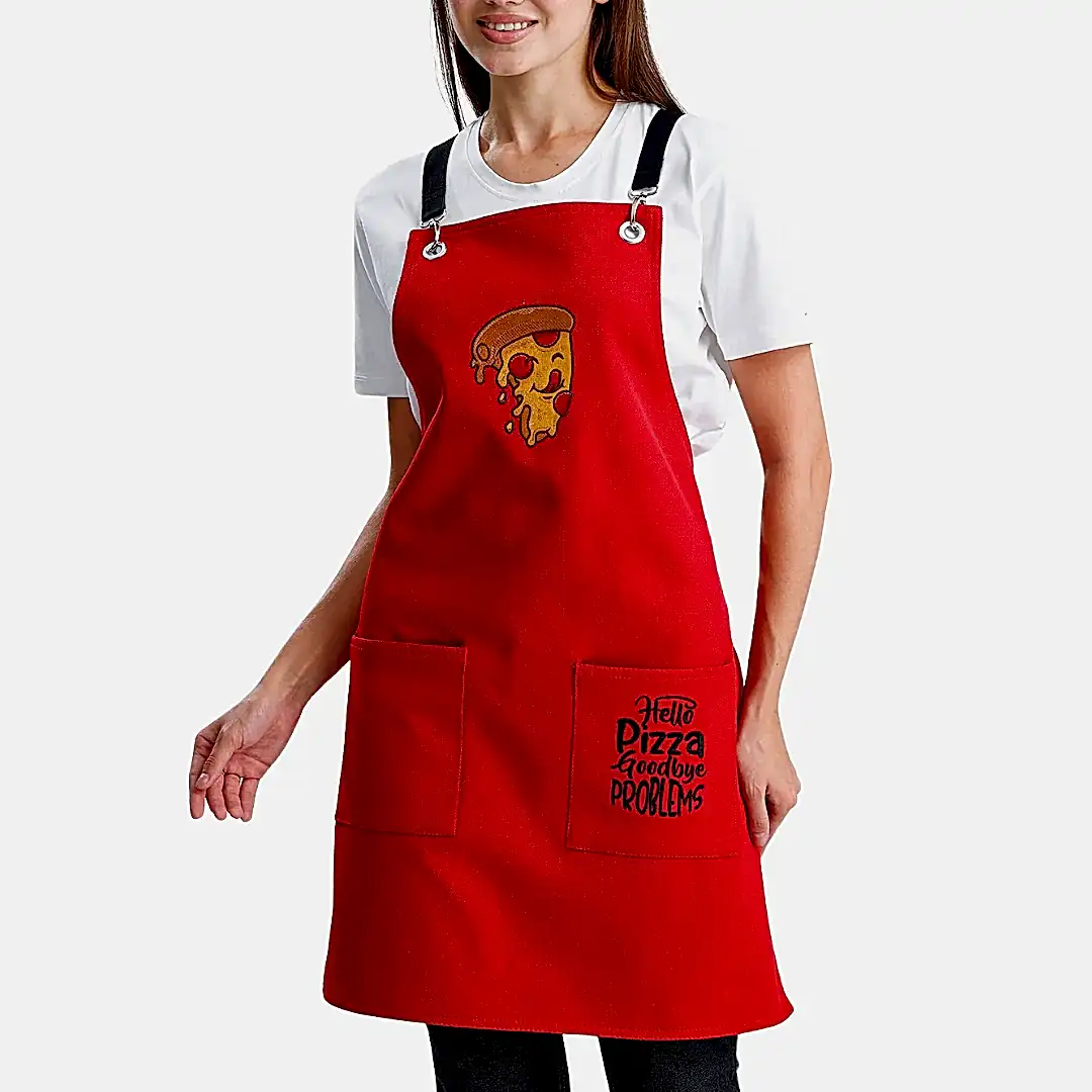 Hazır Nakışlı Önlükler - Pizza Kırmızı
