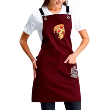 Hazır Nakışlı Önlükler - Pizza Bordo
