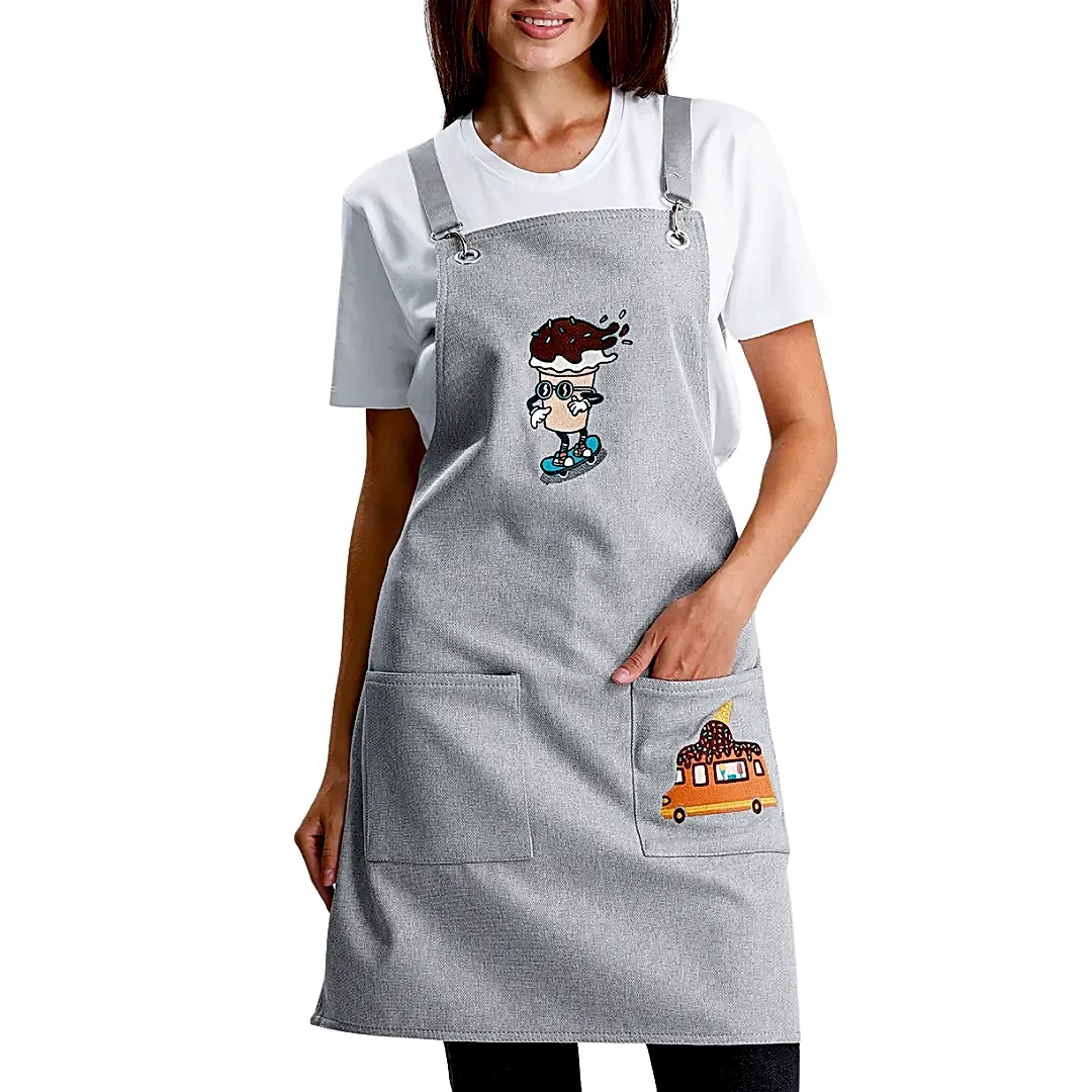 Hazır Nakışlı Önlükler - Dondurma Gümüş Gri