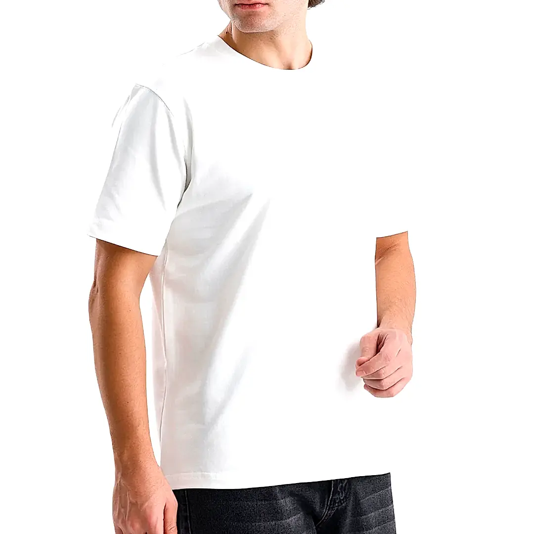 Beyaz Bisiklet Yaka T-shirt