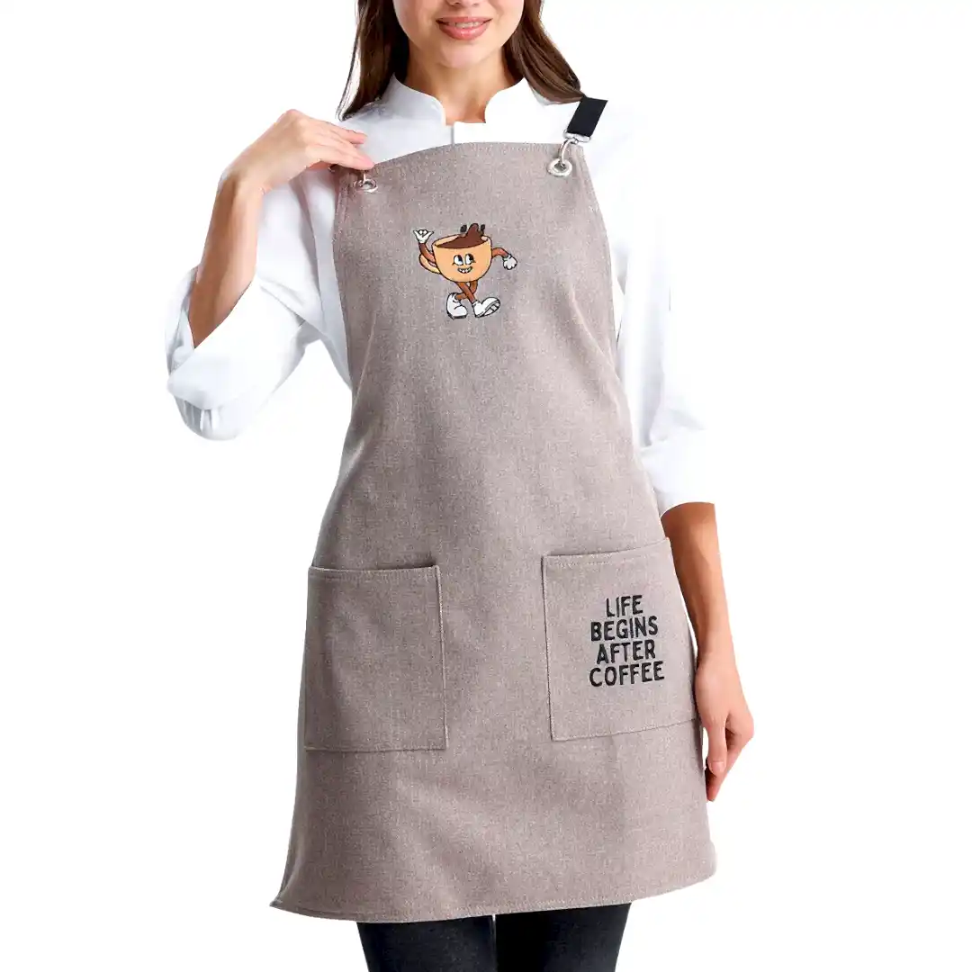Hazır Nakışlı Önlükler - Life Begins After Coffee Taş