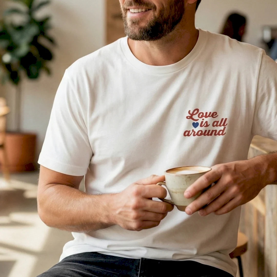 Love is All Around Baskılı Beyaz T-shirt