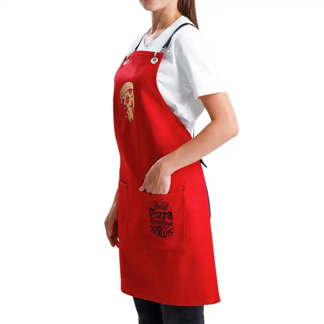 Hazır Nakışlı Önlükler - Pizza Kırmızı