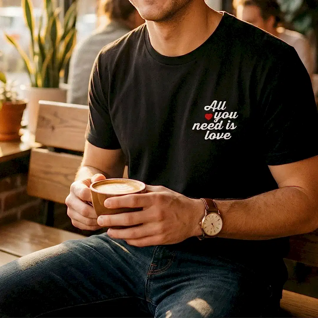 All You Need is Love Baskılı Siyah T-shirt